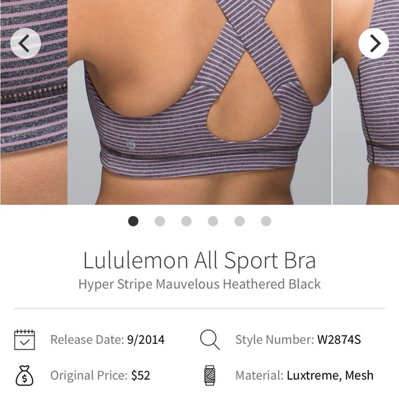 ❤️SOLD❤️Lululemon Hyper Stripe Mauvelous Heathered Black Sports Bra - Picture 5 of 6
